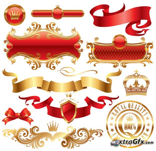 Red and Gold Ribbon Banner Vector