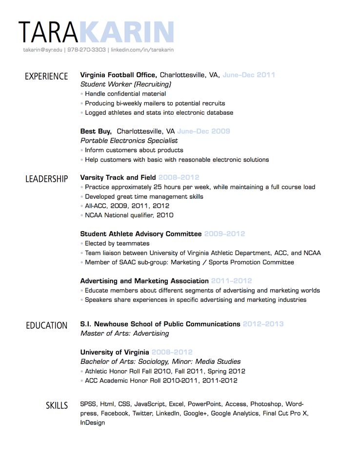 Resume Section Headings