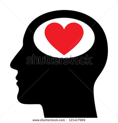 Silhouette of a Head with Hearts