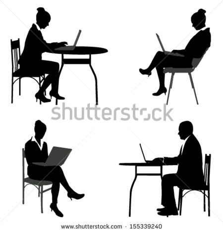 Silhouette Person Sitting at Desk