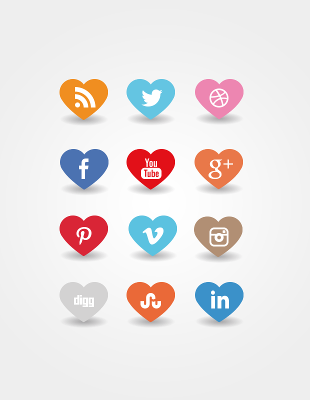 Social Media Heart Icons