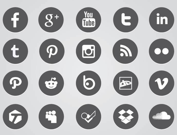 Social Media Icons Circle Vector