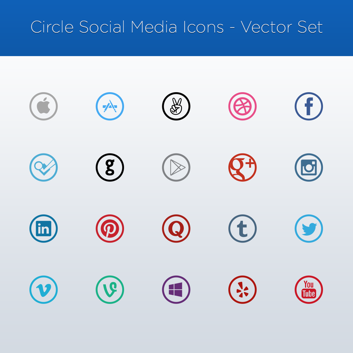 Social Media Icons Circle Vector