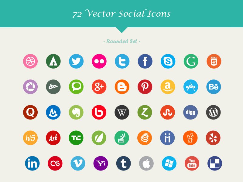 Social Media Icons Vector Flat