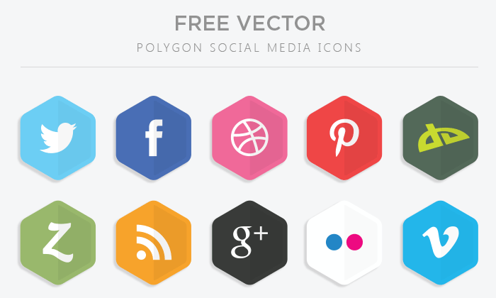 Social Media Icons Vector Polygon