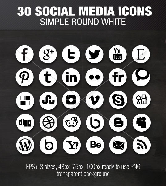 Social Media Icons White