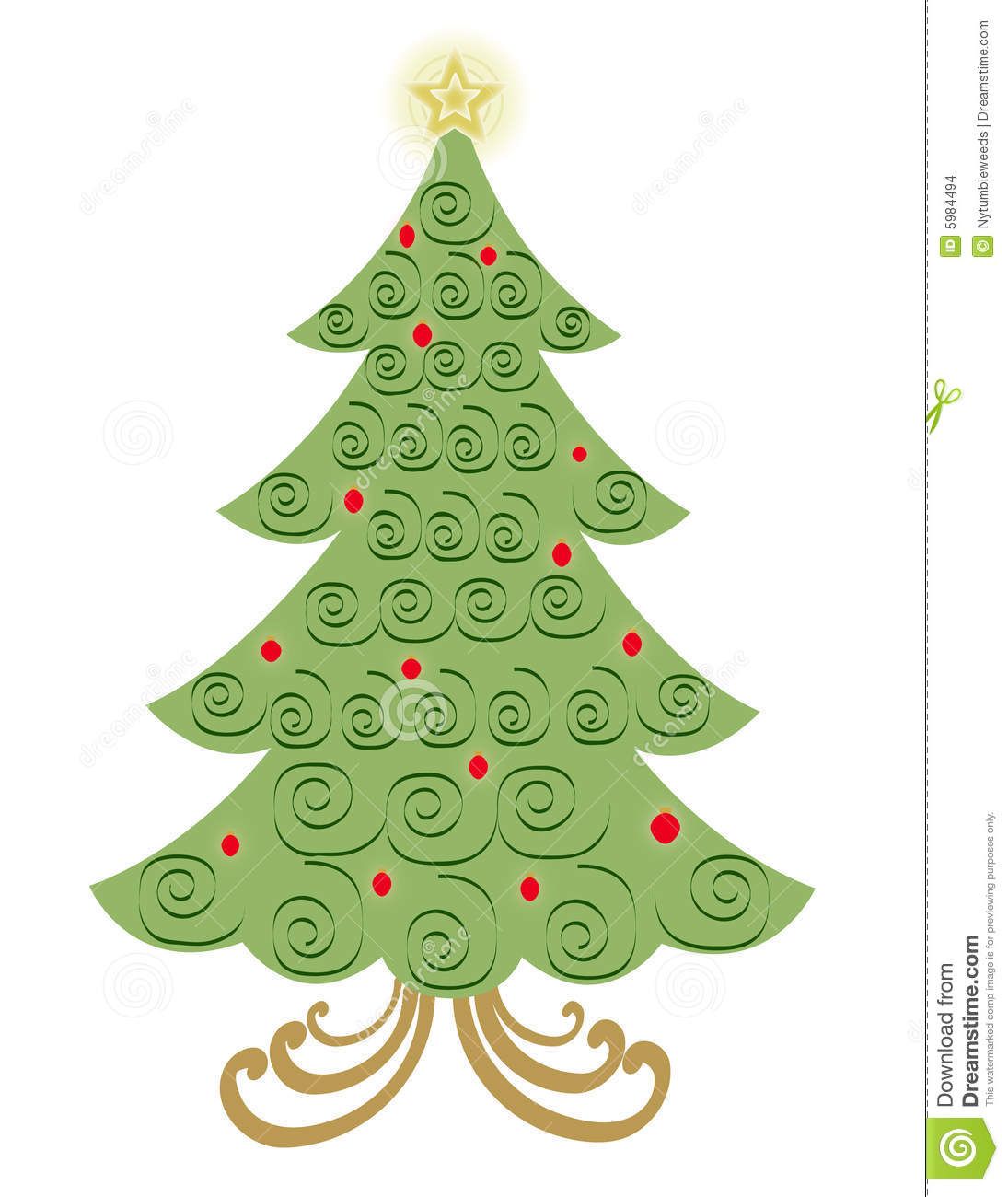 Swirl Christmas Tree Clip Art