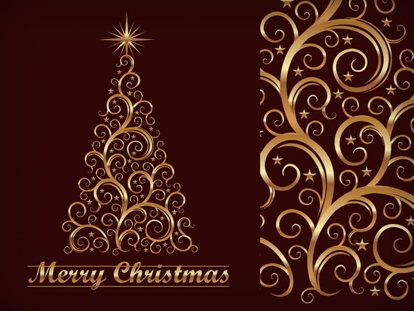 Swirl Christmas Tree Vector