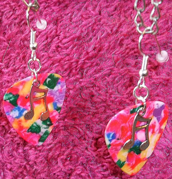 Tie Dye Guitar Pick Earrings