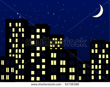 Vector City Buildings at Night