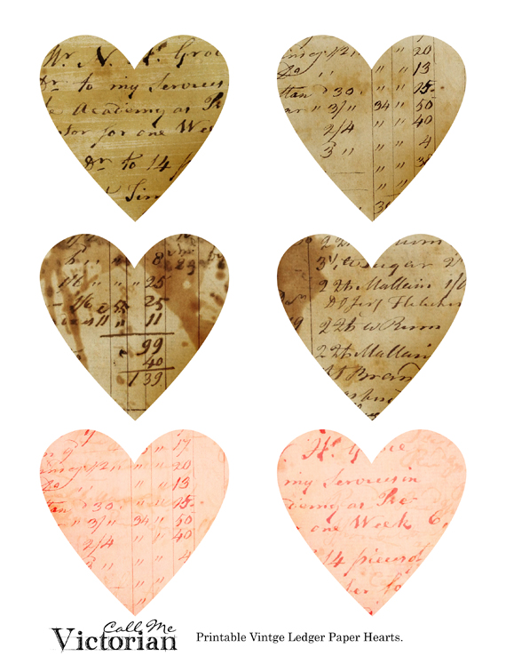 Vintage Paper Printables Hearts Vintage Paper Printables Hearts