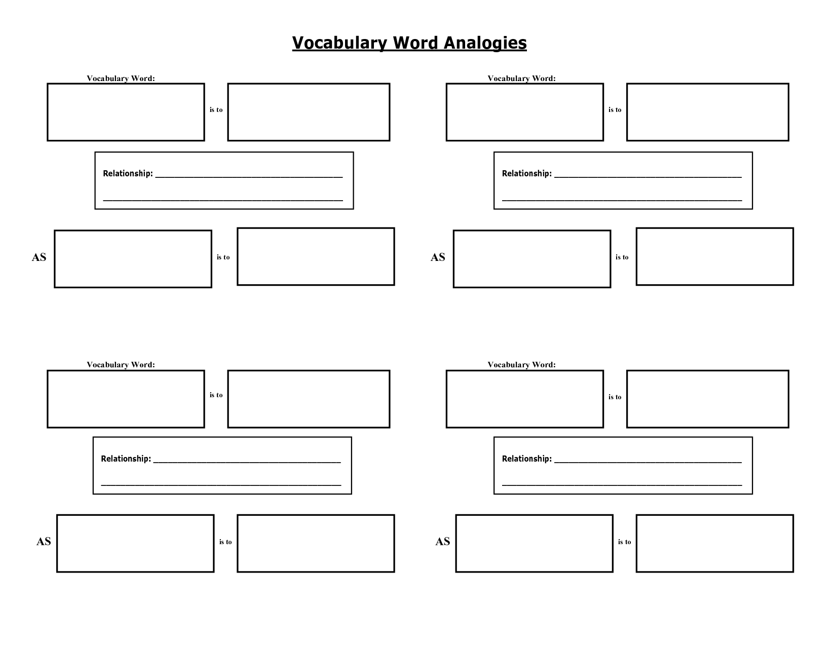 Vocabulary Word Graphic Organizer