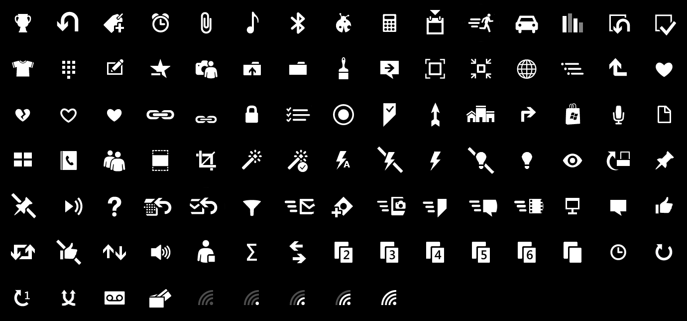 Windows Phone 8 App Bar Icons