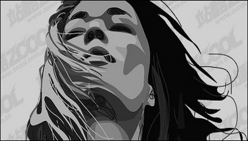 Woman Black and White Vector Art
