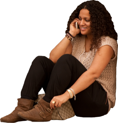 Woman Sitting On Cell Phone