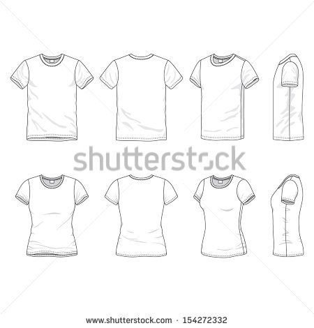 Women's T-Shirt Front and Back Line Drawing