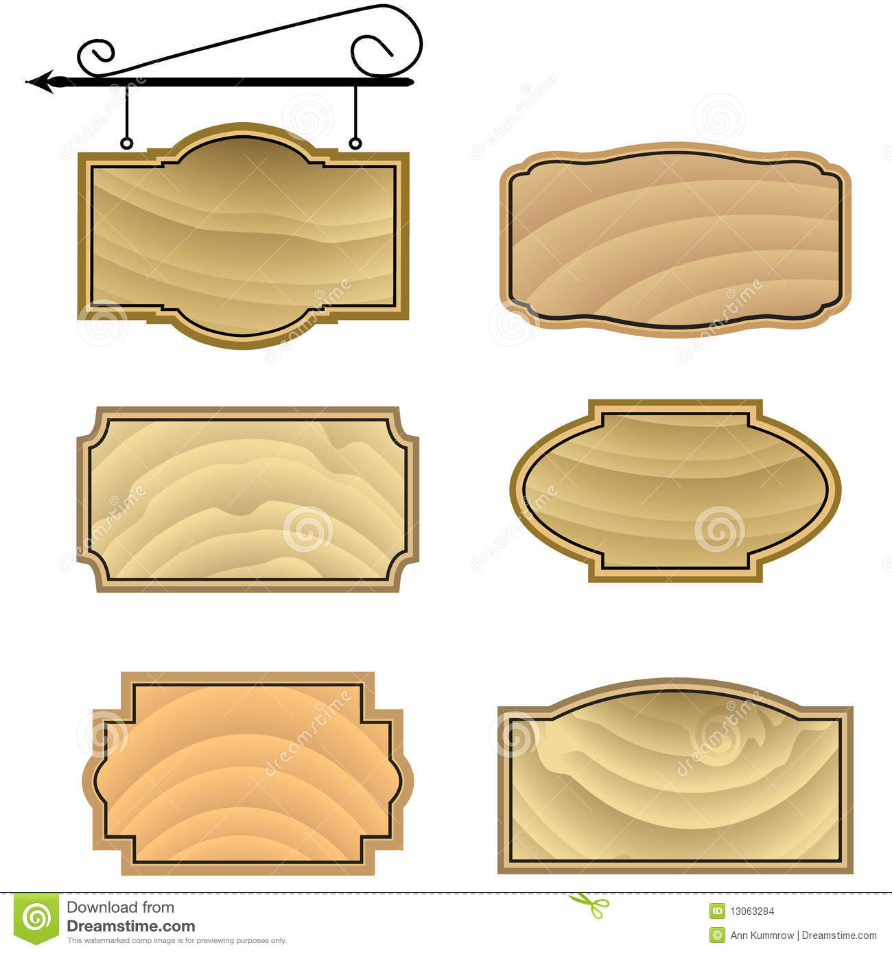 Wood Sign Shapes Clip Art