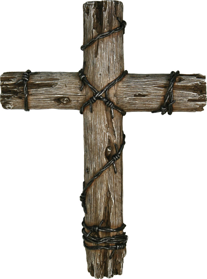 Wooden Cross with Barbed Wire
