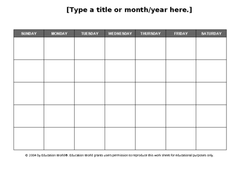 7-Day Blank Calendar Template