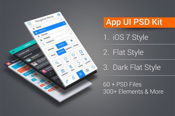 15 Flat App UI PSD Images