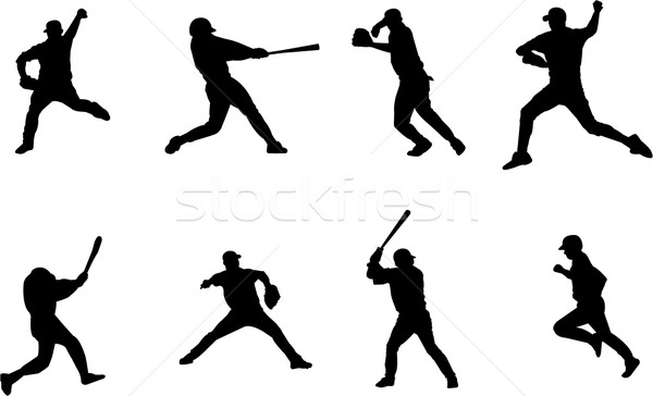 Baseball Player Silhouettes Vector