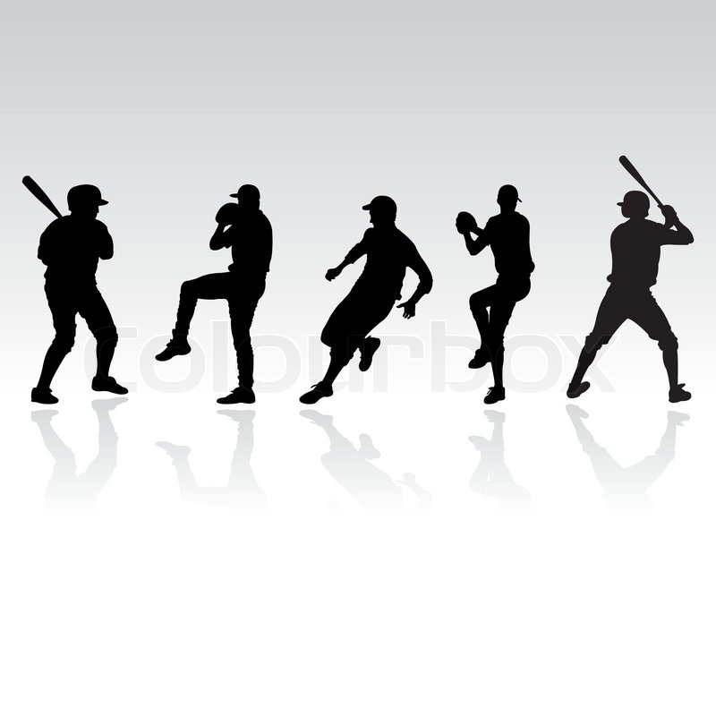 Baseball Player Silhouettes Vector