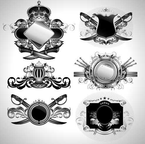 Black and White Vintage Vector Badges Free