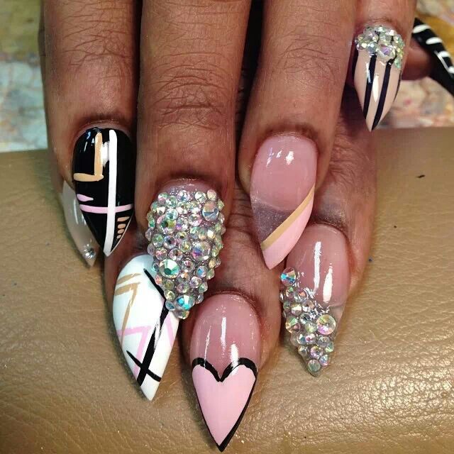 14 Up Bling Stiletto Nail Designs Images