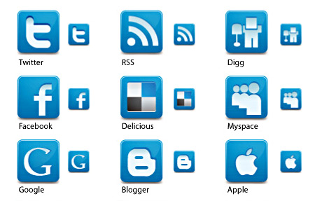 Blue Social Media Icons Transparent