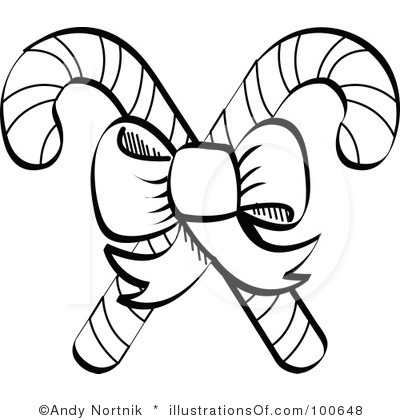 Candy Cane Clip Art Black and White