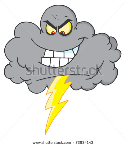 Cartoon Storm Clouds with Lightning