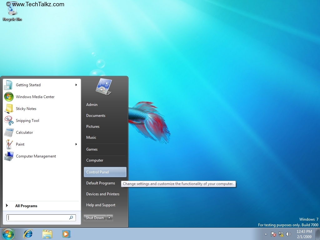Change Screen Image Windows 7