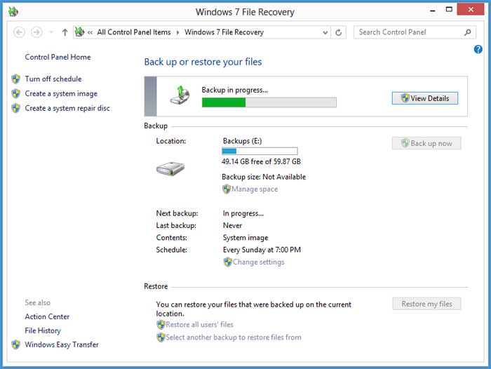 Create System Backup Windows 8 Create System Backup Windows 8