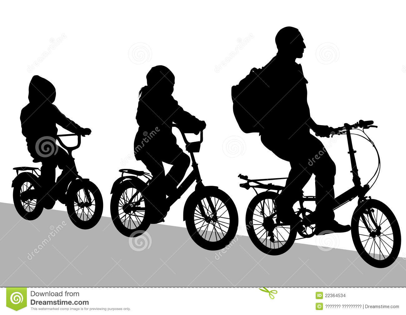 Cyclist Family Silhouette