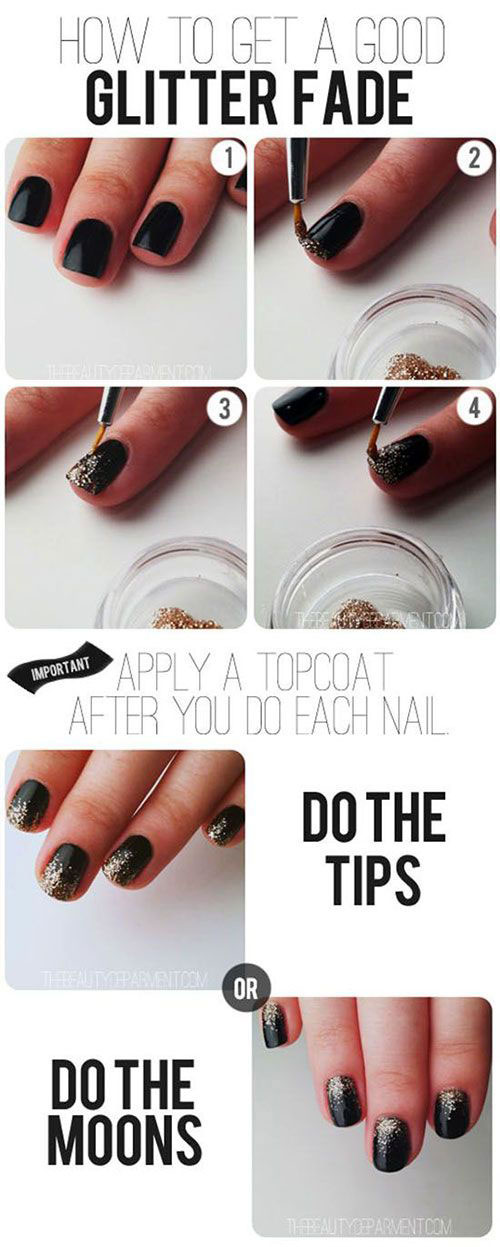 DIY Nail Glitter Fade