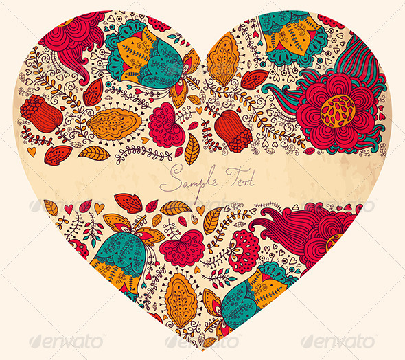 Floral Vector with Heart