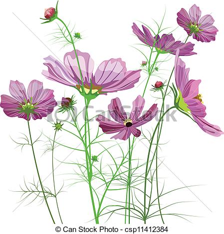 18 Garden Flowers Vector Line Art Images