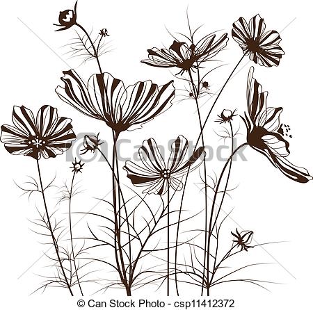 Flower Garden Line Art Drawings