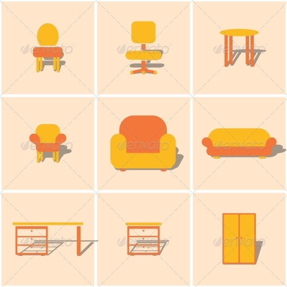 5 Flat Icons Furniture Images