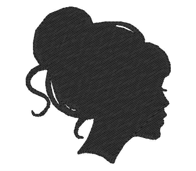 Girls Head Silhouette with Bun