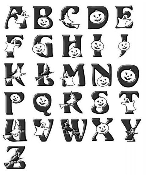 12 Halloween Alphabet Fonts Images