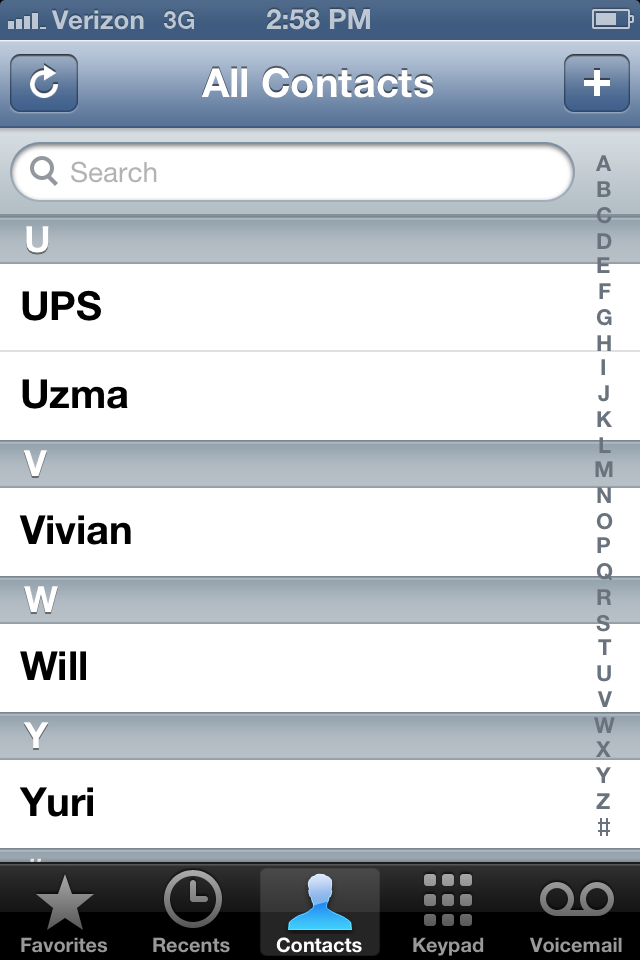 iPhone Contact List