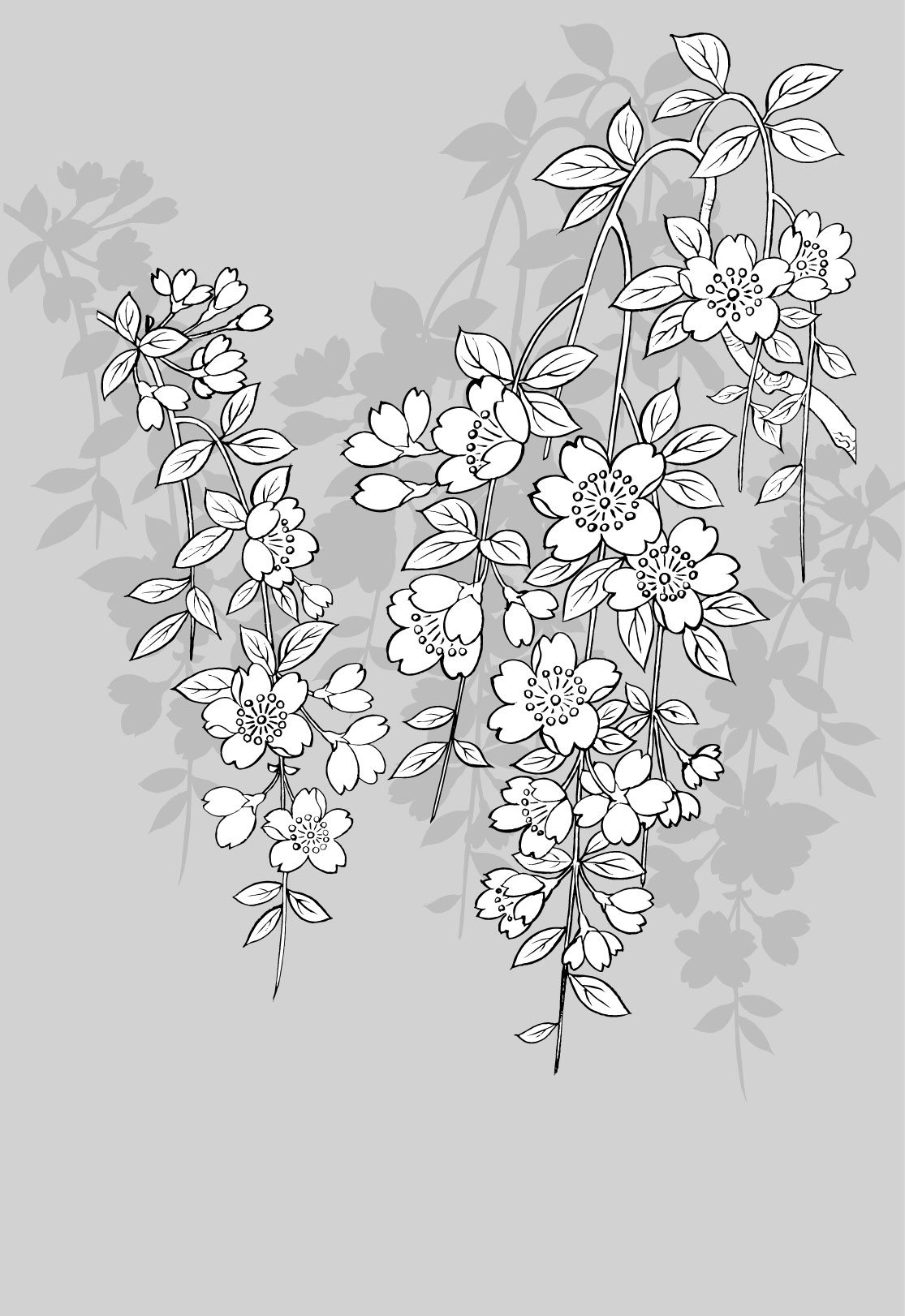 Japanese Flower Line Drawing