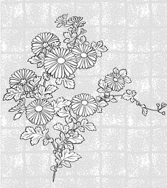 Japanese Flower Line Drawing