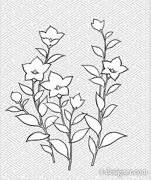 Japanese Flower Line Drawing