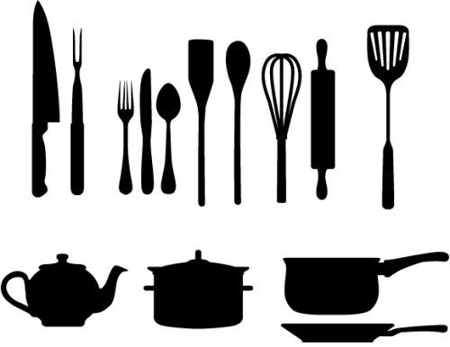 Kitchen Utensils Silhouette Clip Art