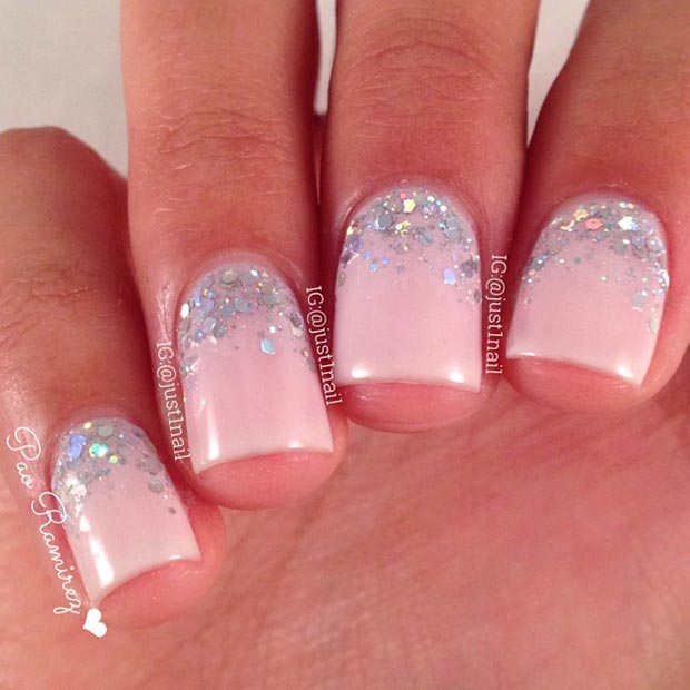 Light Pink Glitter Nail Design