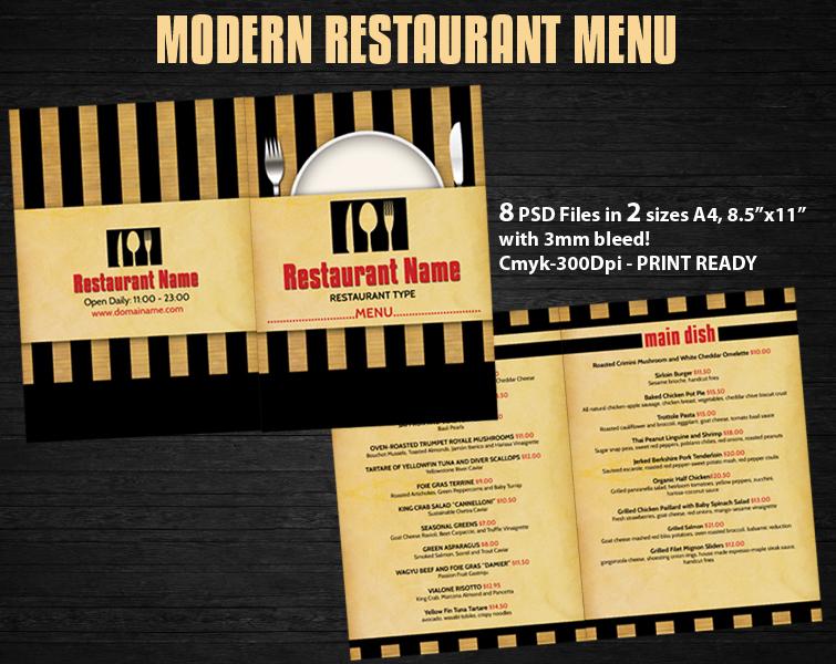 Modern Restaurant Menu Design Templates