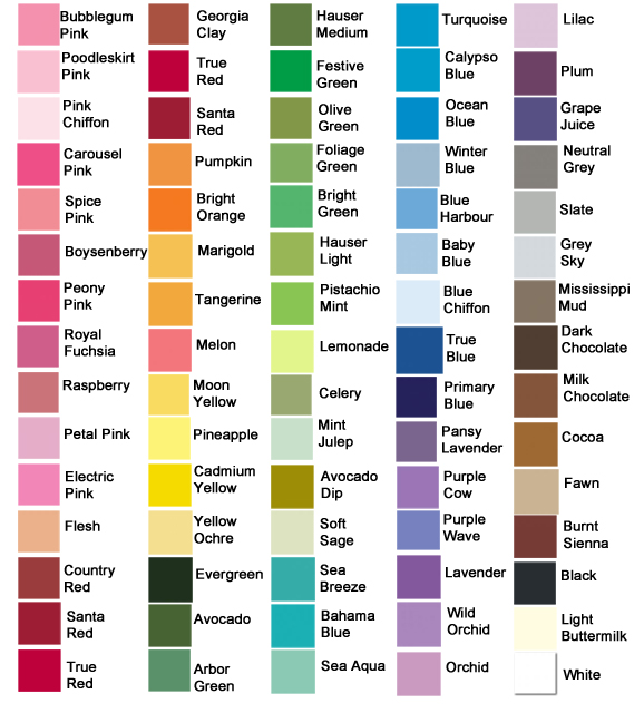 Paint Colors and Names