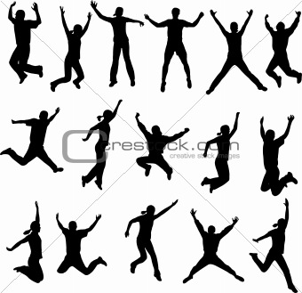 People Reaching Vector Silhouettes